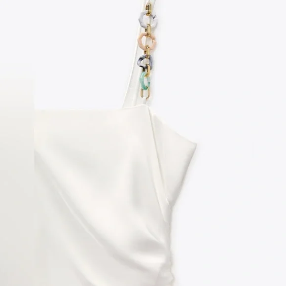 NWT. Zara Chain Strap Satin Effect Midi Dress. Size XL. - Picture 7 of 10